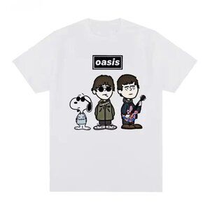 Oasis Snoopy Peanuts Tour 2025 Shirt Punk Rock Graphic Tee Fan T-Shirt 90